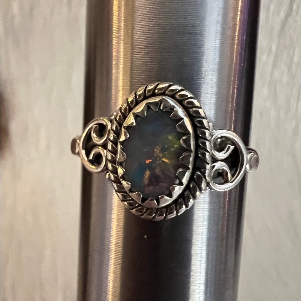 ❤️ Australian Opal Various Colors Ring Navajo Bohemian Sterling Silver Size 7.75 - Picture 5 of 17